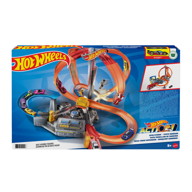 Hot Wheels Track Set With 1:64 Scale Toy Car, Motorized, Multi-Lane Racing And Crashing