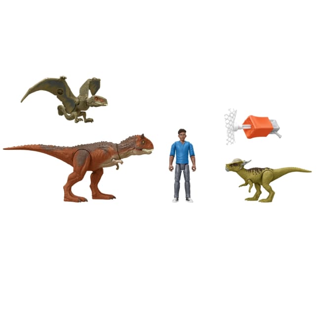 Jurassic World: Chomp Chomp Figurine Articulée Darius, 3Fig. de Dinos