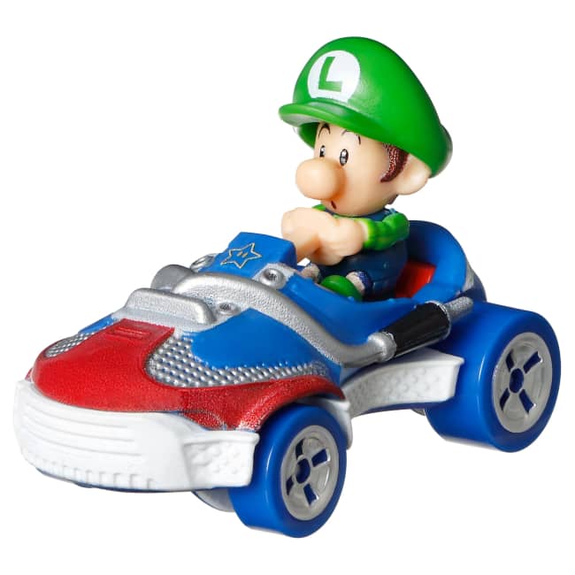 Hot Wheels Mario Kart Vehículo de Juguete Baby Luigi Sneeker