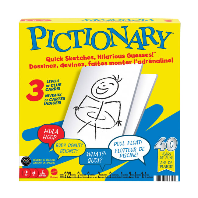 Pictionary Family Board Game For Kids, Adults And Game Night With Erasable Boards And Markers