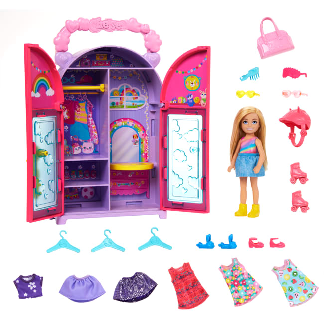 Barbie Chelsea Doll & Closet Toy Playset With CloThes & Accessories