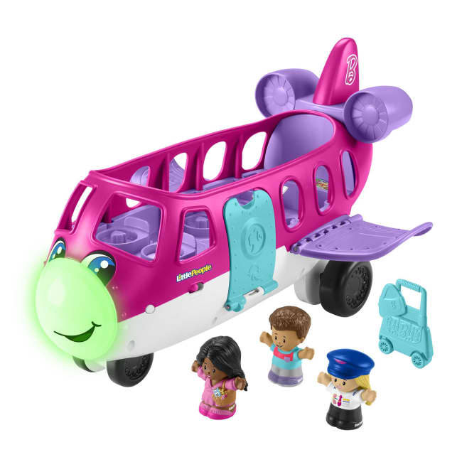 Little People Barbie Toy AIrplane With Lights Music And 3 Figures, Little Dream Plane, Toddler Toys, Multi-Language Version