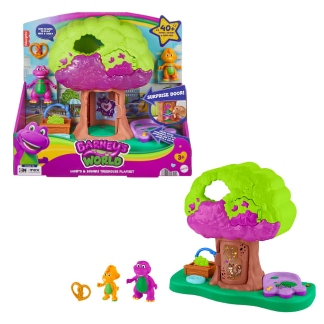 Fisher-Price Barney's World Lights & Sounds Treehouse Playset With Figures For Preschool Kids, Multilanguage Version
