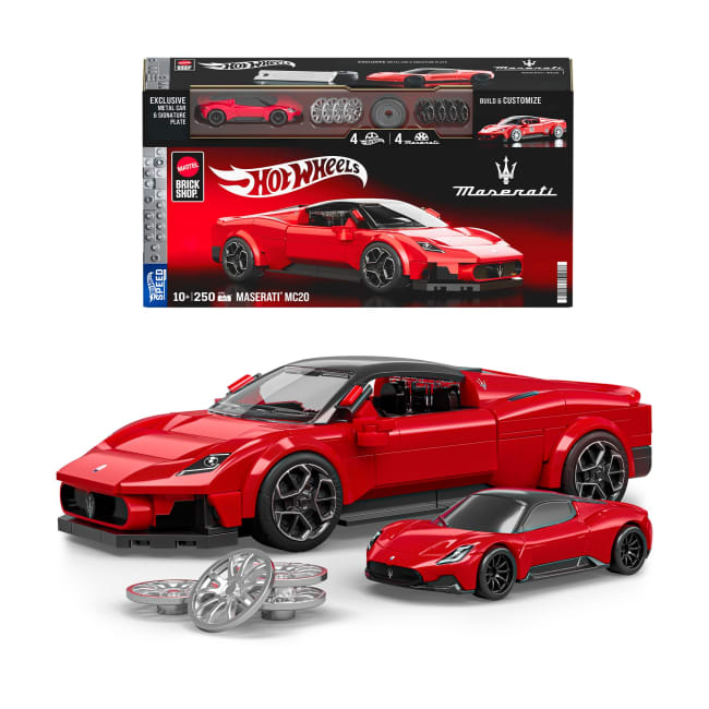 Mattel Brick Shop Hot Wheels Maserati MC20 Building Toy Kit (250 Pieces), for Collectors