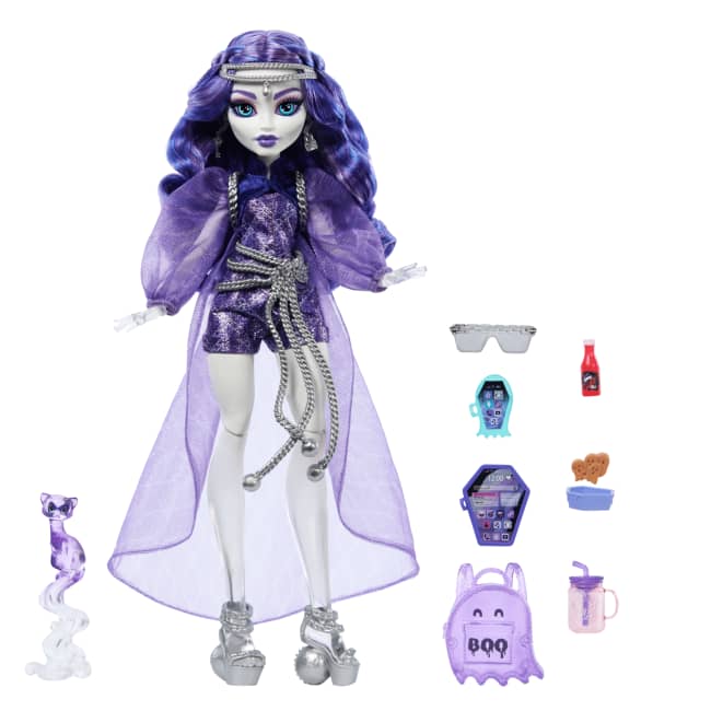 Monster High-Spectra Vondergeist-Poupée, Furet Rhuen et Accessoires
