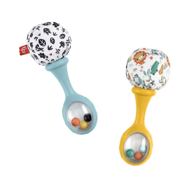 Fisher-Price Baby Rattle ‘n Rock Maracas Toys, Set Of 2 For Infants 3+ Months, High Contrast