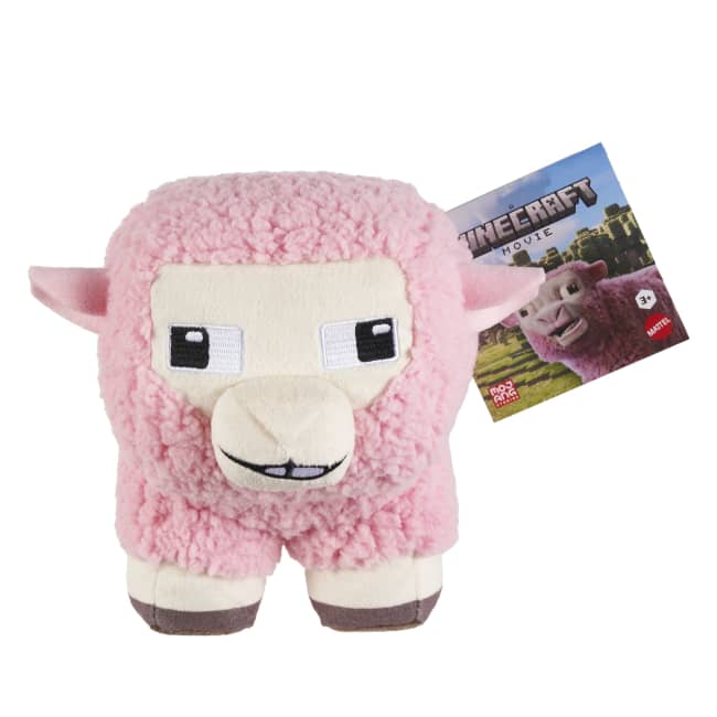 Minecraft Pink Sheep Plush Toy, 8-inch Collectible Soft Doll inspired By A Minecraft Movie