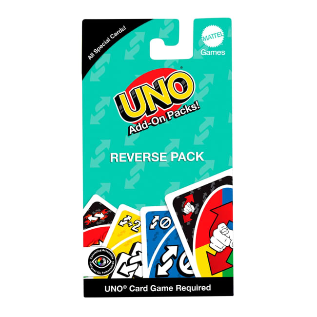 UNO Add-On-Packs Reverse Pack Card Game For Kids, Family & Game Nights, Travel, Camping & Parties