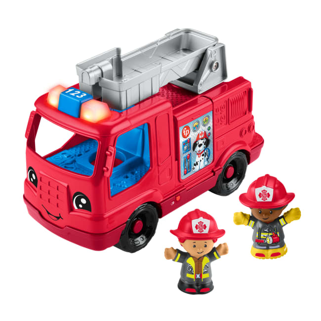Fisher-Price Little People Fire Truck Musical Toddler Toy With Lights & 2 Figures, Multilanguage Version