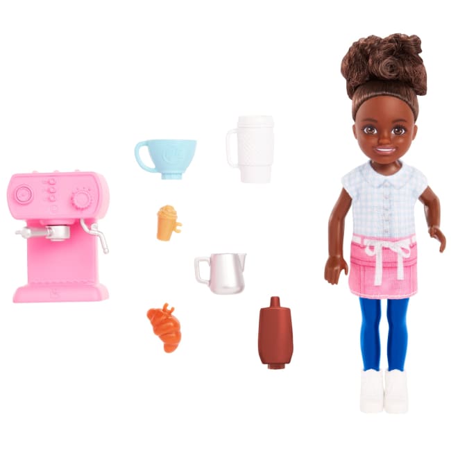 Barbie Chelsea Can Be… Barista Doll And 7 Career-Themed Accessories Including Coffee Maker