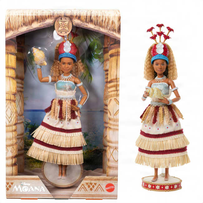 Mattel Disney Collector Moana Collectible Fashion Doll in Live Action Ceremonial Look With Shell Accessory