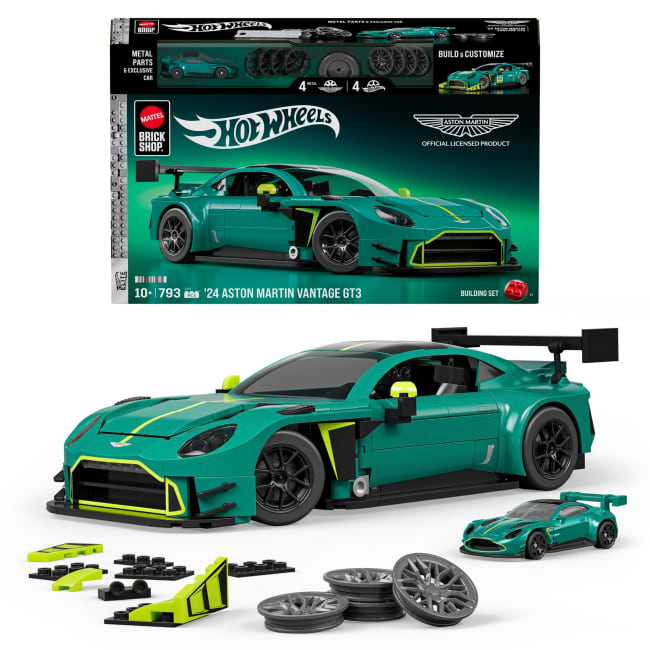 Mattel Brick Shop Hot Wheels-Coffret de Construction Aston Martin Vantage Gt3
