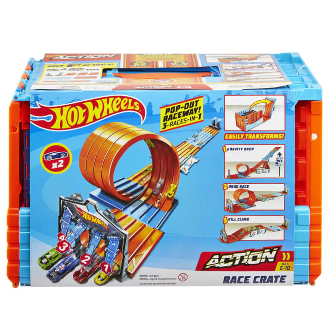 Hot Wheels Race Crate With 3 Stunts in 1 Set Portable Easy Storage Ages 6 To 10