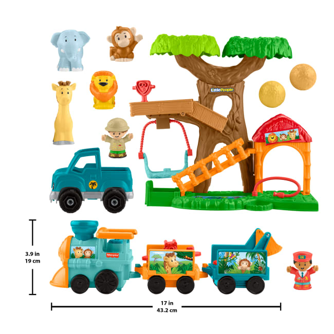Fisher-Price Little People Wildlife Train & Trek Toddler Gift Set With Animals & Figures