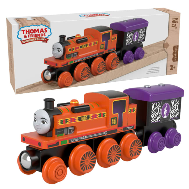 Fisher-Price Thomas et ses Amis Piste en Bois Locomotive Nia et Wagon