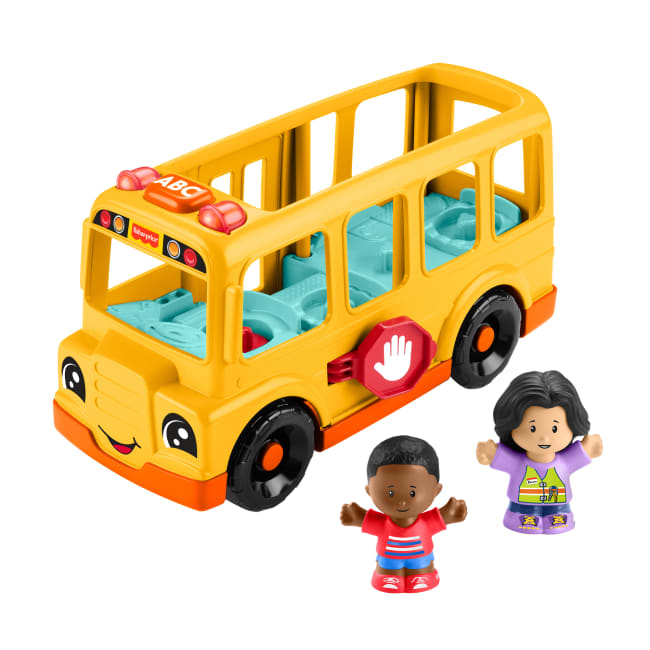 Fisher-Price Little People School Bus Musical Toddler Toy Vehicle With 2 Figures, Multilanguage Version