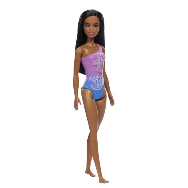 Barbie Fashion & Beauty Muñeca Playa con Traje de Baño Morado