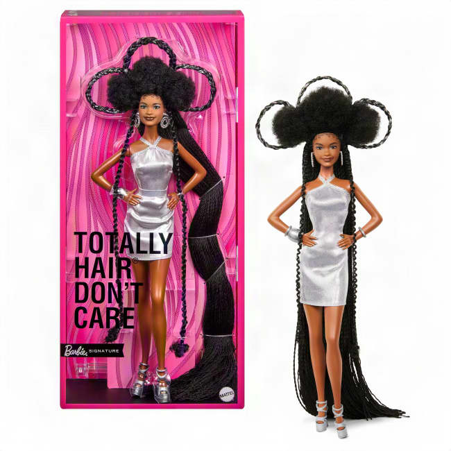 Barbie Totally Hair Don’t Care Brooklyn Doll, Barbie Signature, Fashion Doll With Fun Hairstyle & Metallic Dress