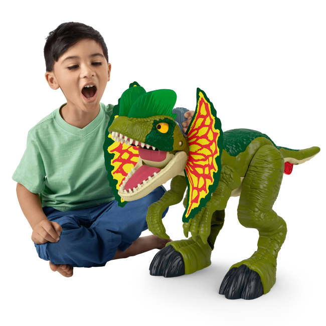 Imaginext Jurassic World thrash Attack Dilophosaurus Dinosaur Toy With Lights & Sounds For Kids