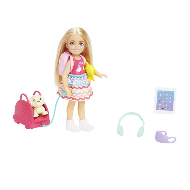 Barbie Toys, Chelsea Doll And Accessories, Travel Set With Puppy