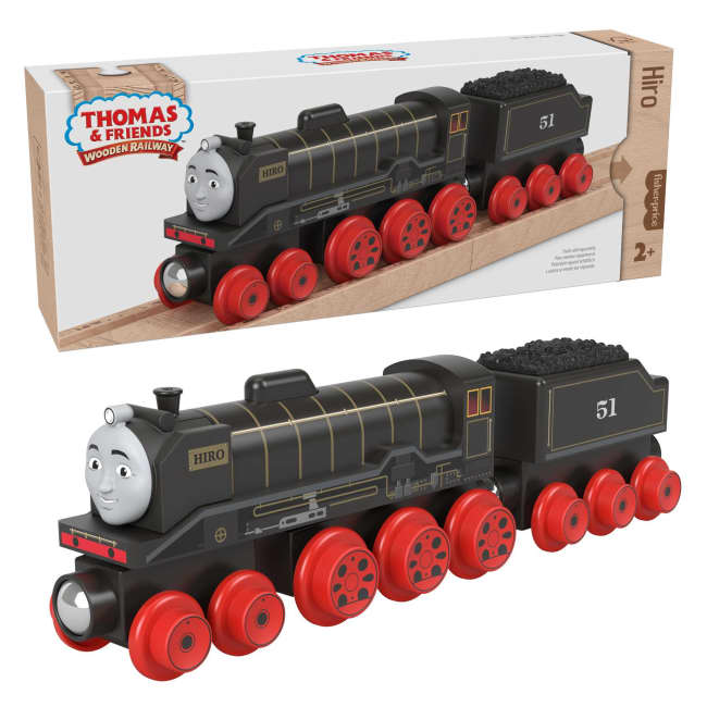 Fisher-Price Thomas et ses Amis Piste en Bois Locomotive Hiro et Wagon de Charbon