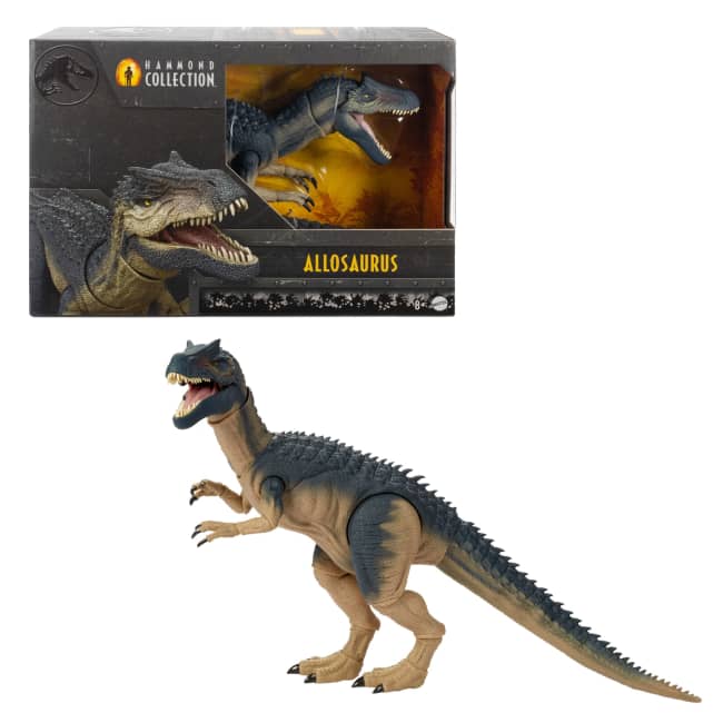 Jurassic World Hammond Collection Allosaurus Dinosaur Action Figure With Glass Eyes, Wired Tail