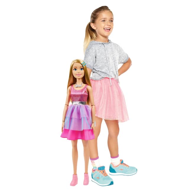 Barbie Large Dolls Muñeca Vestido Rosa con Morado Cabello Rubio 71 cm