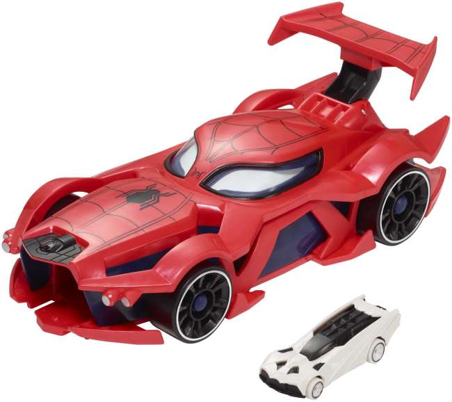 Marvel Hot Wheels Spider-Man Web-Car Set With Toy Character Car And Launcher