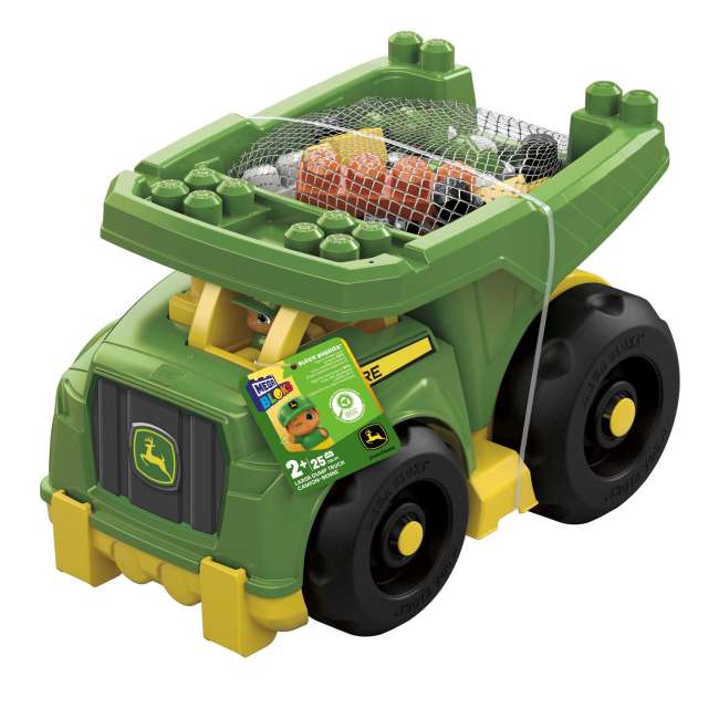 MEGA BLOKS Fisher-Price Building Toy Blocks John Deere Dump Truck (25 Pieces) For Toddler