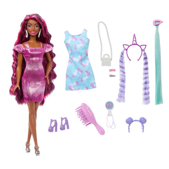 Barbie Ultra Chevelure Poupée, Robes, 10Accessoires Mode et Coiff.
