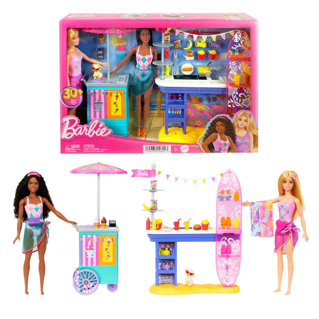 Barbie Coffret de Jeu Promenade à La Plage, Brooklyn et Malibu