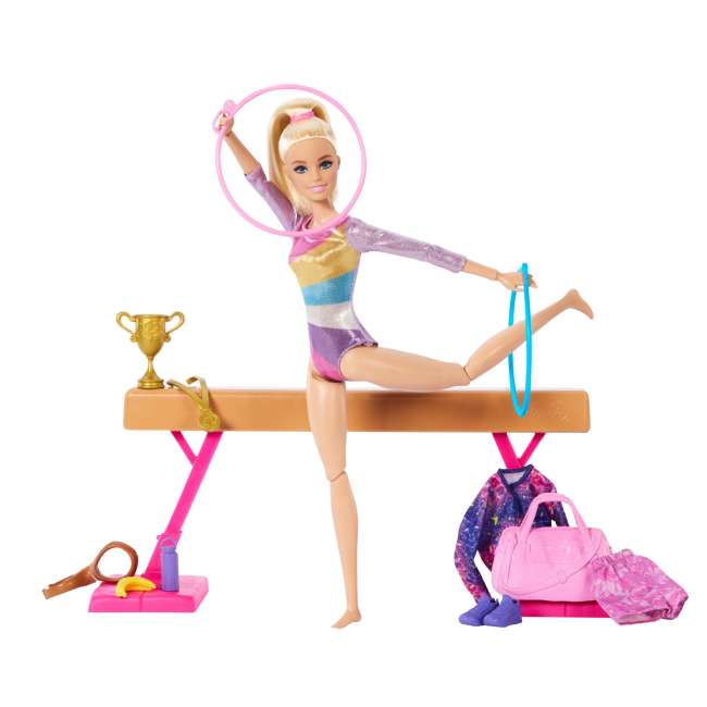 Barbie Coffret de Jeu Gymnaste, Poupée Mode, Blonde, 10Accessoires