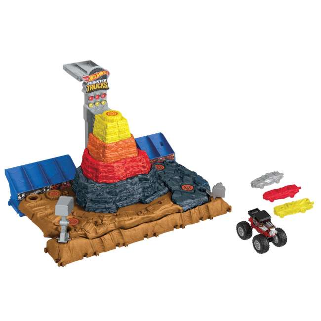 Hot Wheels Monster Trucks Arena Smashers Coffret de Jeu Parc à destruction Suprême Bone Shaker