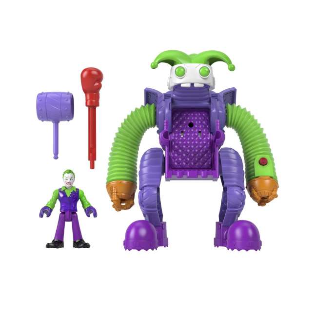 Imaginext DC Super Friends the Joker Battling Robot, 3-Piece Figure Set With Lights For Preschool Kids