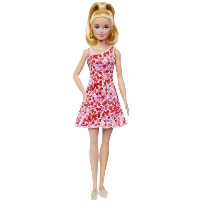 Barbie Fashionistas 205–Poupée Queue de Cheval, Robe à Fleurs