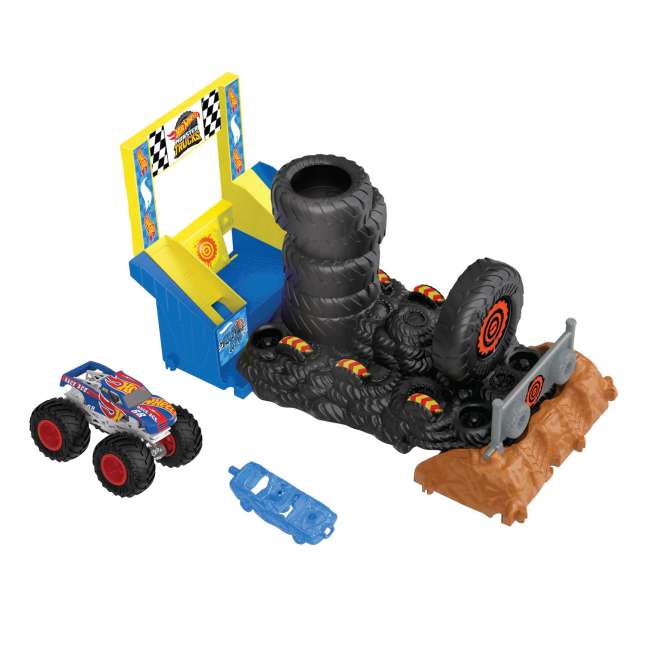 Hot Wheels-Coffret Monster Trucks Arena Smashers Défi Carambolage