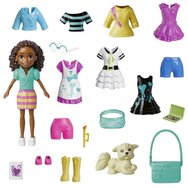 Polly Pocket Conjunto de Brinquedo Pacote de Modas Médio Shani Color Pop