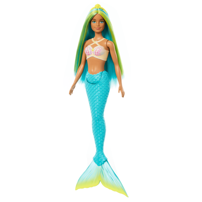 Barbie Fantasía Muñeca Sirena Cabello Verde y Azul