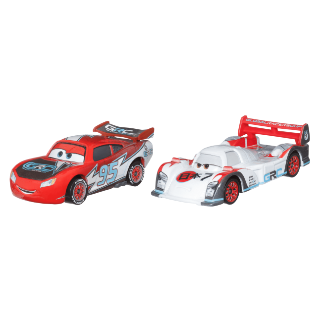 Carros da Disney e Pixar Diecast Veículo de Brinquedo Pacote de 2 Shu Todoroki GRC & Relâmpago Mcqueen GRC