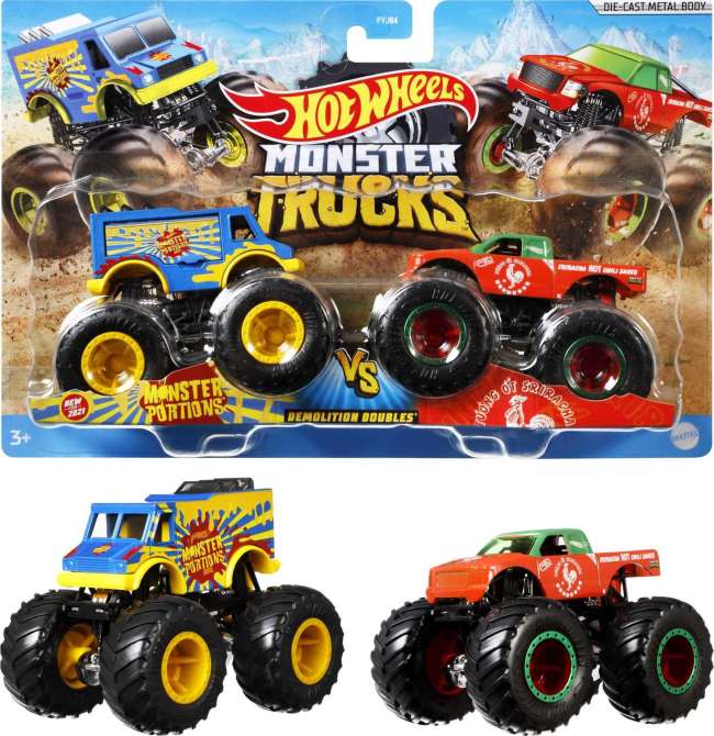Hot Wheels Monster Trucks demolition Doubles Assortiment de Camions à L’Échelle 1:64