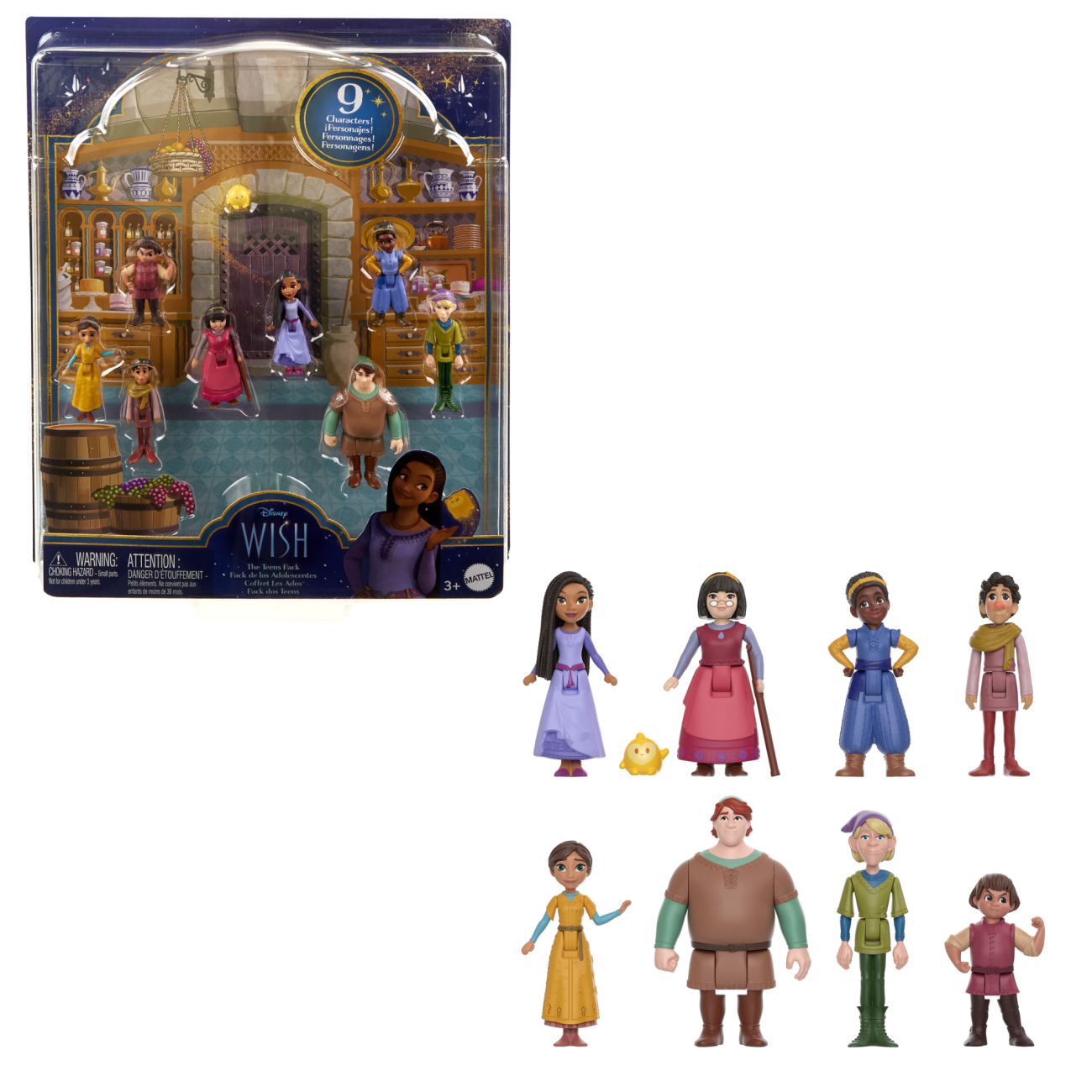 Disney's Wish The Teens Pack Of 8 Posable Mini Dolls & Star Figure