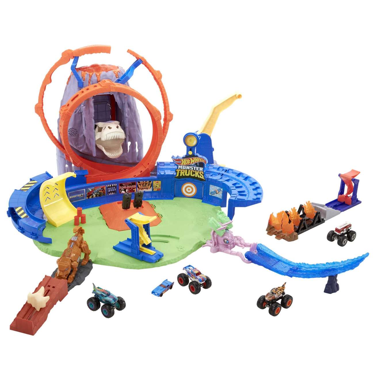 Hot Wheels Monster Trucks T-Rex Volcano Arena