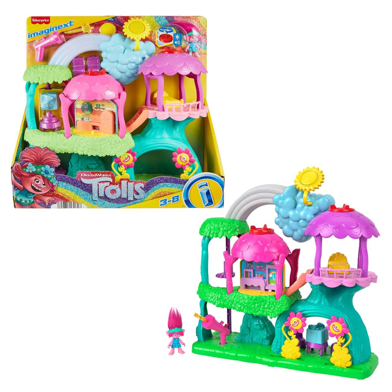 Imaginext DreamWorks Trolls Lights & Sounds Rainbow Treehouse