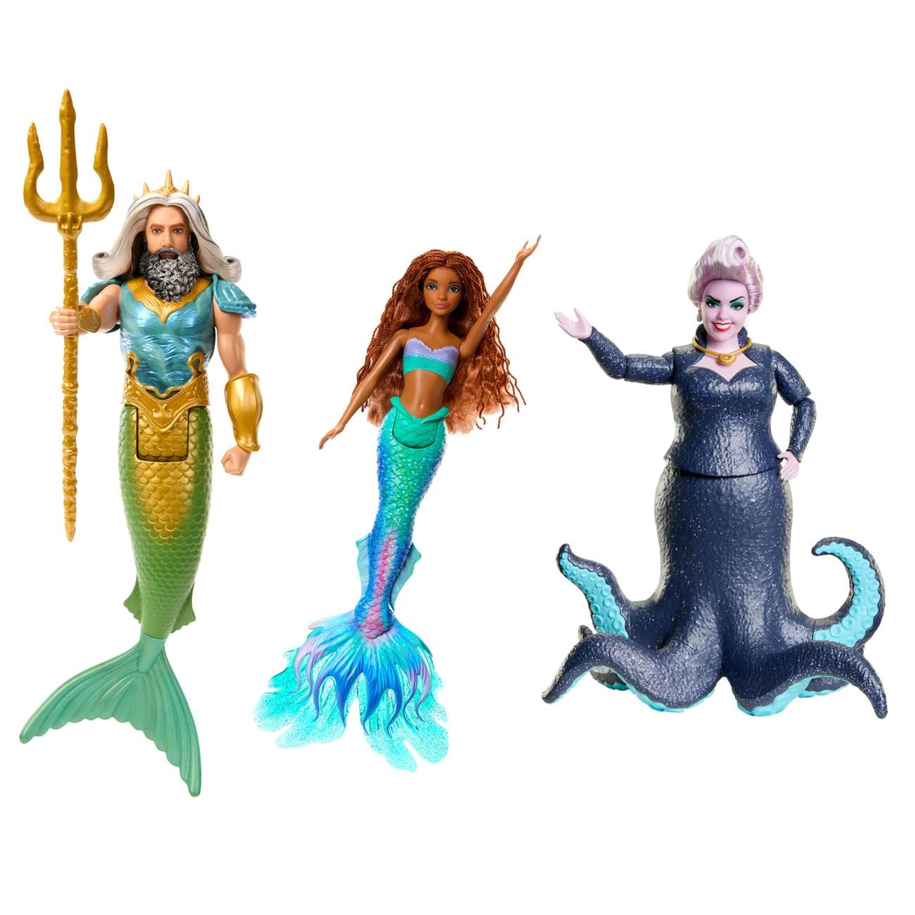 Disney La Petite Sirène - Poupées Ariel, Roi Triton Et Ursula