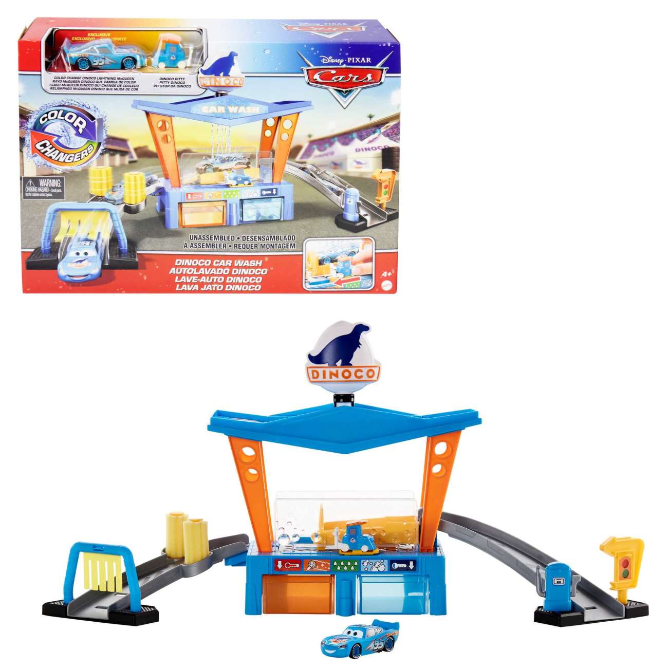 Disney and Pixar Cars Color Change Dinoco Car Wash Playset