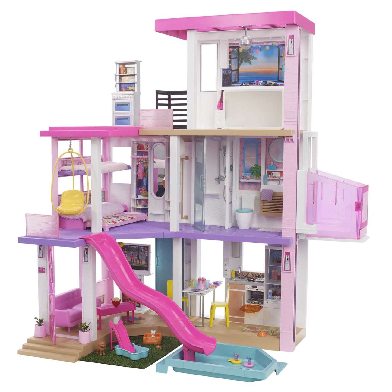 Barbie Dreamhouse 2021 Día y noche Casa para muñecas de juguete de 3 plantas con accesorios