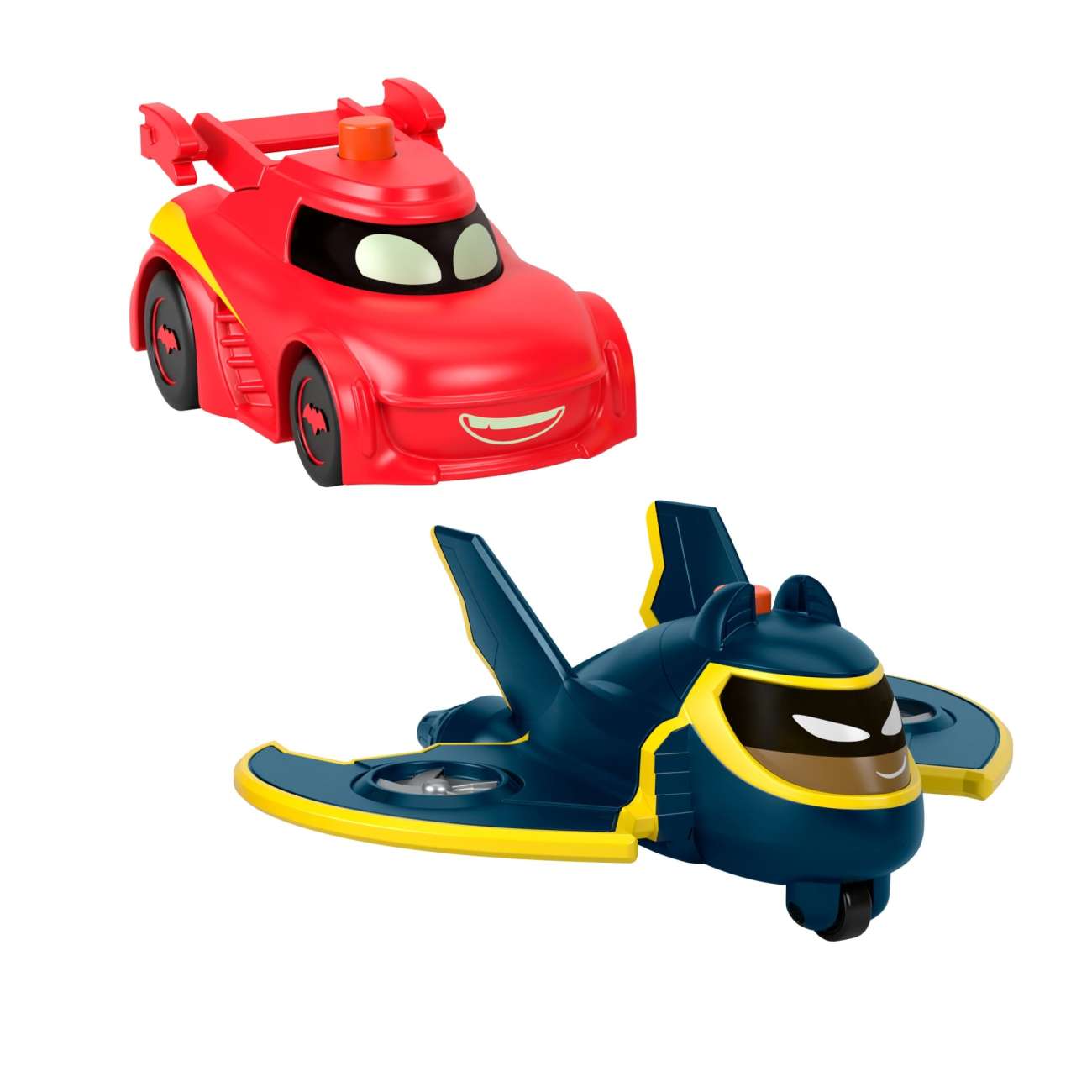 Fisher-Price Dc Batwheels Light-Up 1:55 Scale Toy Cars, Redbird And Batwing, 2-Piece Preschool Toys