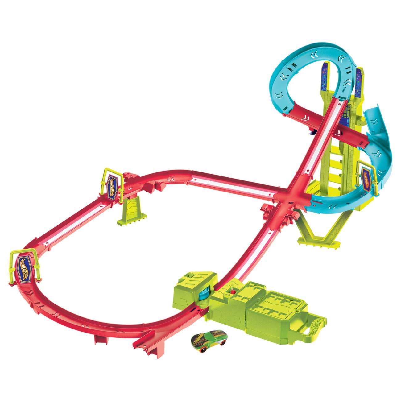 Hot Wheels Neon Speeders Circuito A Toda Velocidad Por El Rascacielos