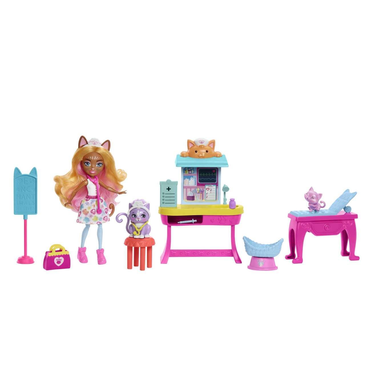 Enchantimals - Poupée Et Coffret Bêtes Citadines Cabinet Du Docteur Chat - Mini Poupée - 4 Ans Et +