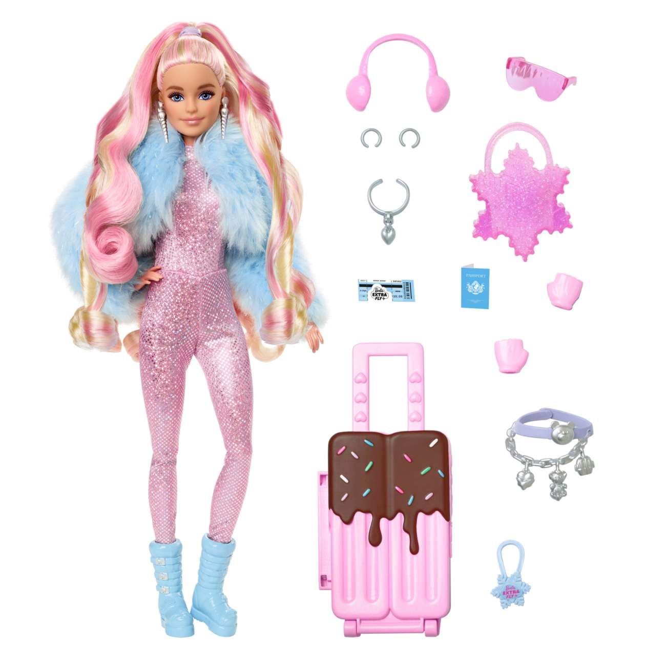 Barbie -Barbie Extra Cool-Poupée voyage en tenue d’hiver